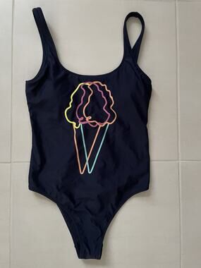 Aerie Swim One Piece Swimsuit Neon Ice Cream Theme Retro Nostalgic Summer Beach